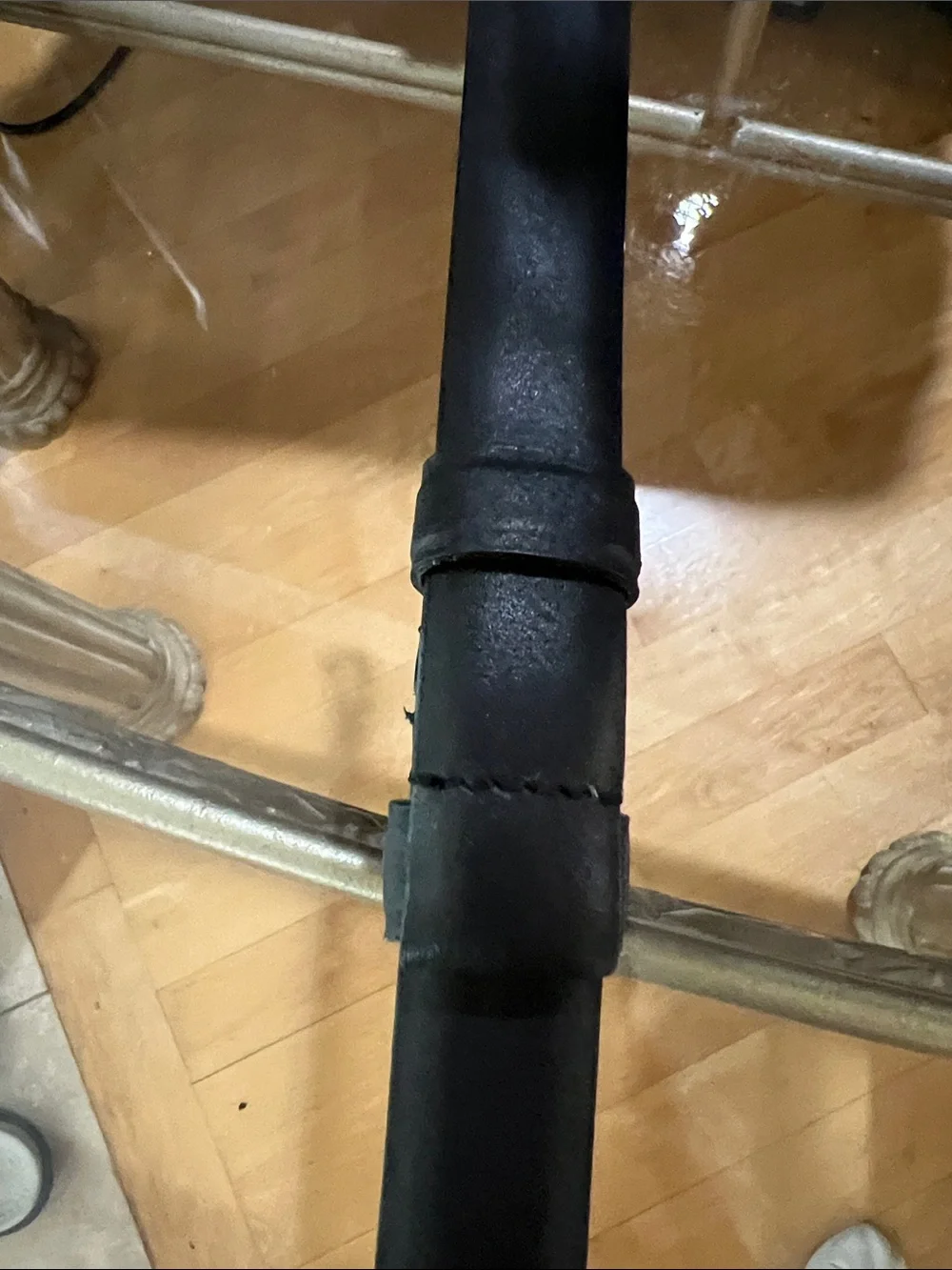 Chico's Black Genuine Leather Belt with Sculpted Gold Hook